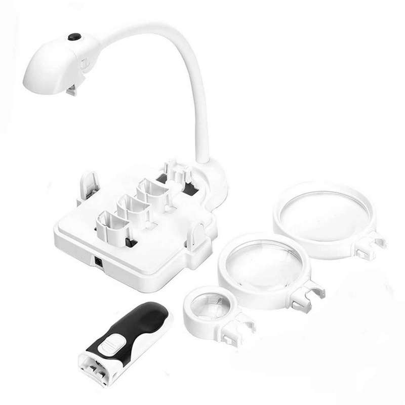 3 Lens 2.5X 5X 16X LED Desktop Folding Repair Magnifying Tool