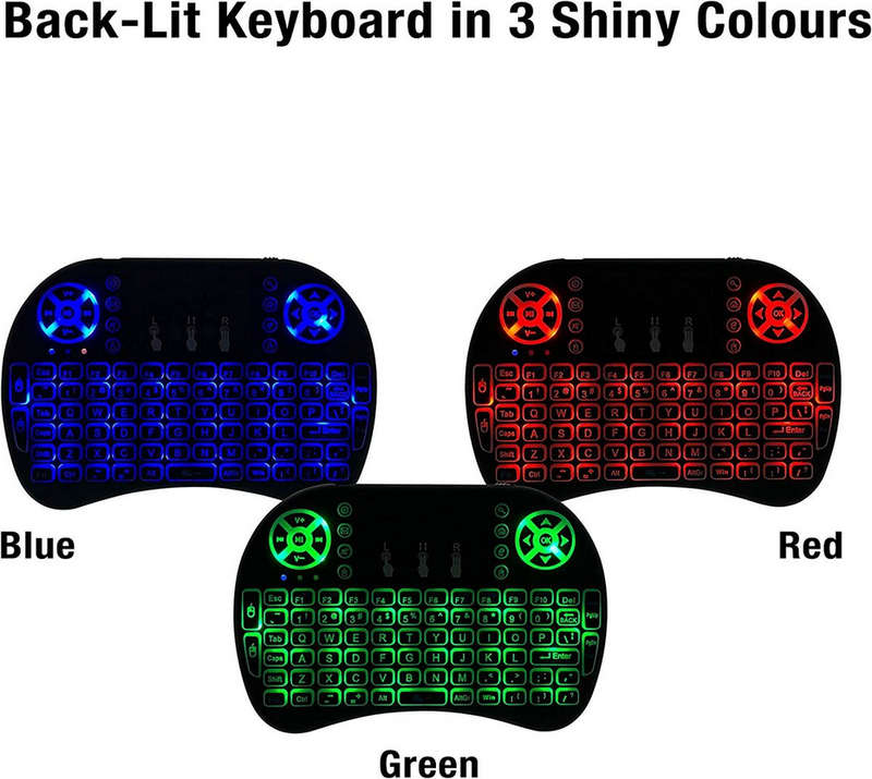 7 Color LED Mini Wireless Keyboard 2.4G Air Mouse Touchpad for smart TV, Laptops, Tablets