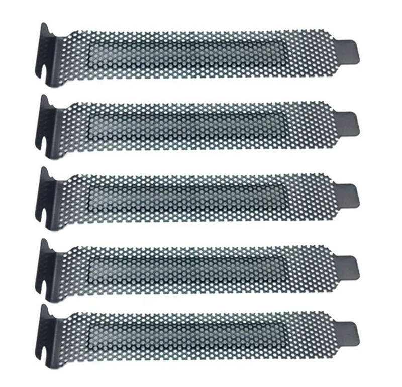 5pcs Hard Steel PCI Slot Covers with Dust Filter