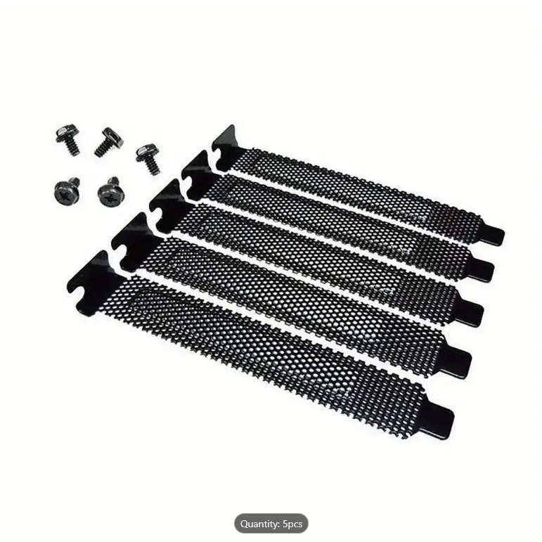 5pcs Hard Steel PCI Slot Covers with Dust Filter
