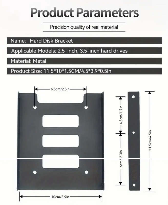 HDD SSD 2.5 inch To 3.5 inch HDD Mounting Bay Metal Bracket with Screws