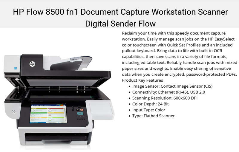 HP Digital Sender Flow 8500 fn1 Document Capture Workstation Scanner