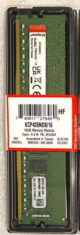 Kingston 16GB DDR4 RAM Desktop Memory 2666MHz KCP426ND8/16
