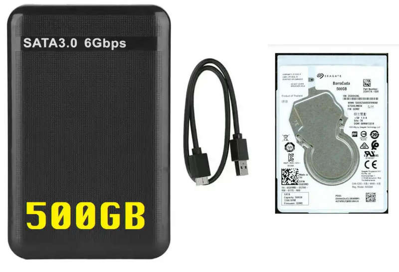 500GB Seagate HDD + USB 3.0 External Hard Drive Case Enclosure