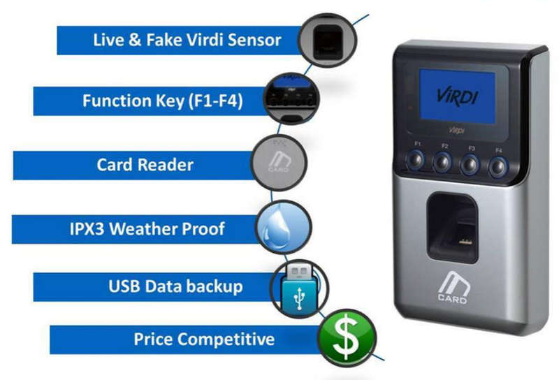 Virdi AC-2100 Fingerprint & RF/SC card authentication - Biometric Fingerprint Reader