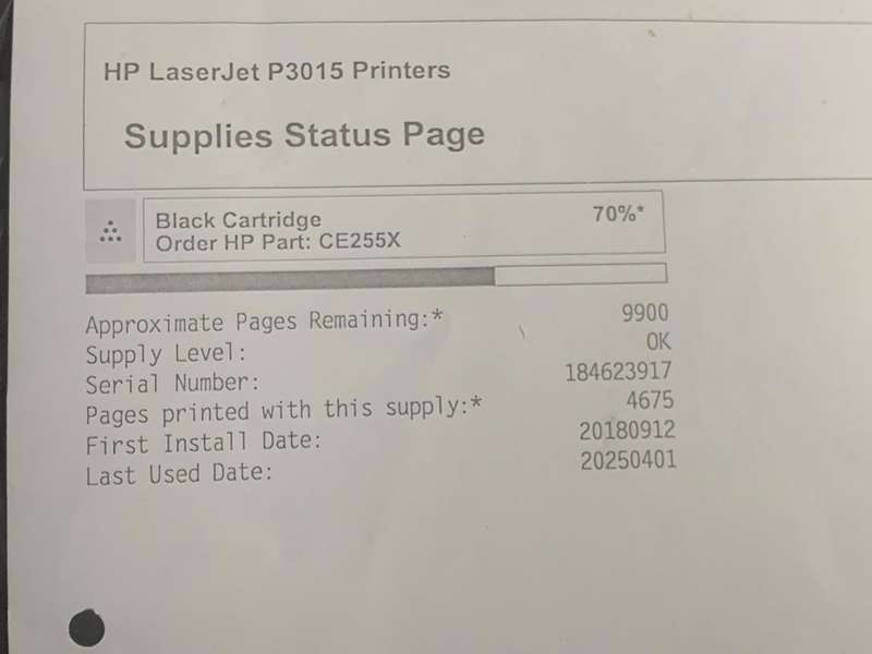 HP Laser Printer LaserJet Enterprise P3015  Printer - 70% Toner Left