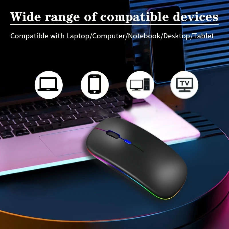 Wireless flashing RGB Mouse For PC/Laptop LED Backlight (Black)