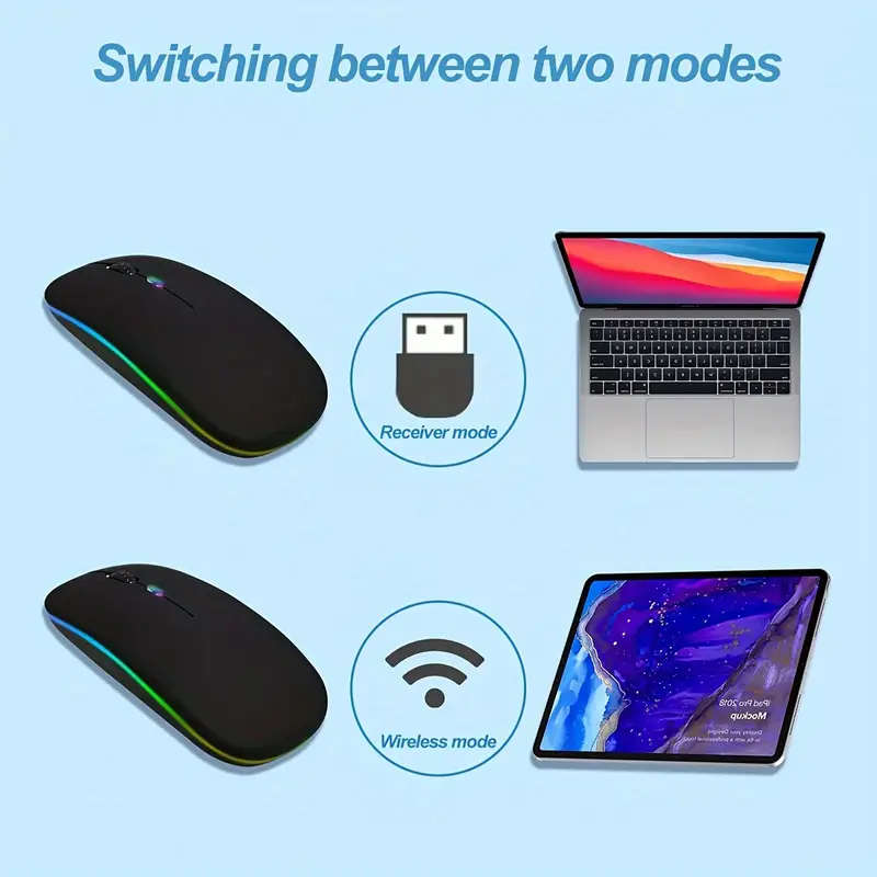 Wireless flashing RGB Mouse For PC/Laptop LED Backlight (Black)