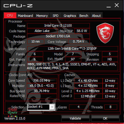 Evetech MSi Gaming PC Core i3 12th Gen 16GB RAM NVIDIA GeForce GT 710 Graphics Card