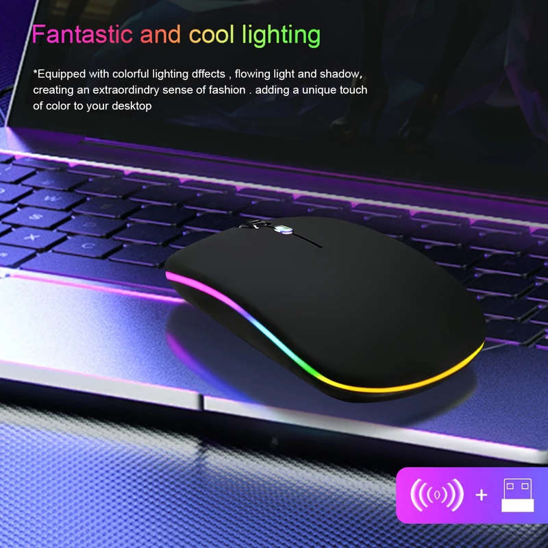 Wireless flashing RGB Mouse For PC/Laptop LED Backlight (Black)