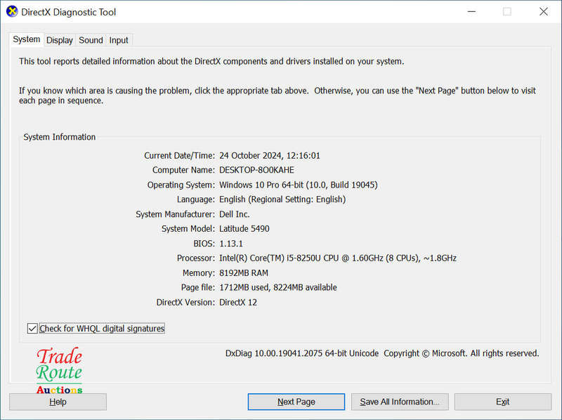Dell Latitude 5490 Full HD 14inch LAPTOP | Intel Core i5 8350U 8th Gen 8GB RAM 256GB SSD