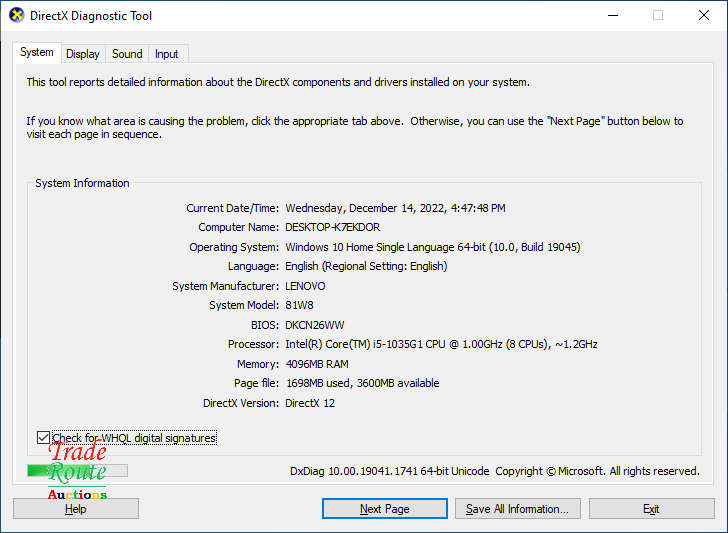 LENOVO IDEAPAD S145 81W8 LAPTOP CORE i5 1035G1 10th Gen @ 1.0GHZ  NOTEBOOK