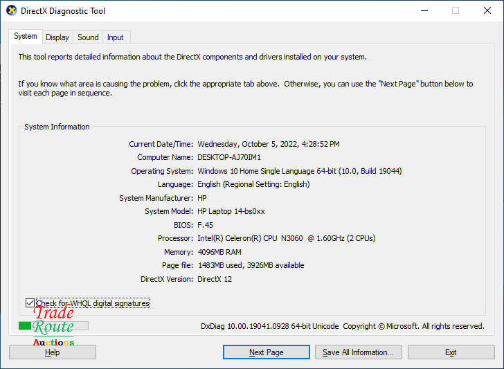 HP 14-bs0xxx Laptop 14 Inch | Intel Celeron N3060 1.6GHz | 4GB RAM | 1TB HDD