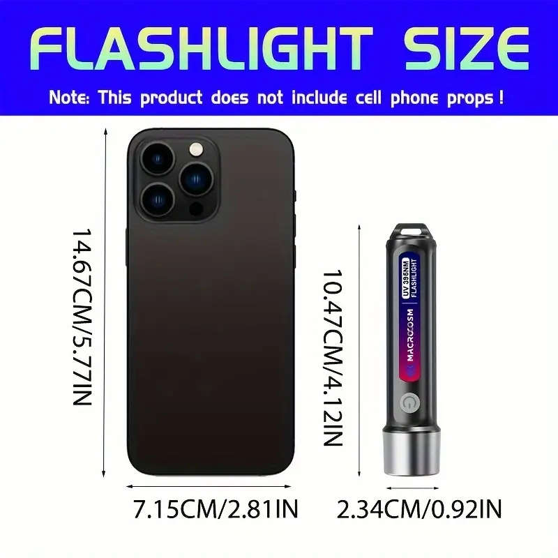 2 Pcs LED UV Flashlight 395nm USB Rechargeable Outdoor Camping Torchlight