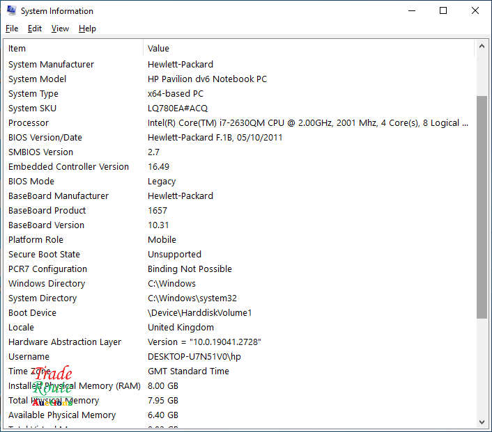 HP PAVILION DV6 15.6" NOTEBOOK Laptop CORE i7 2630QM 2.0GHz 8GB RAM 750GB HDD - Faulty Battery