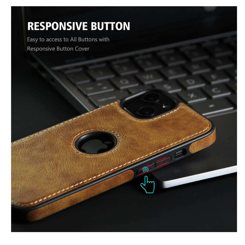 Visible logo case Compatible with iPhone 14 Pro Max Case Luxury Vegan Leather Ultra Slim Business Co
