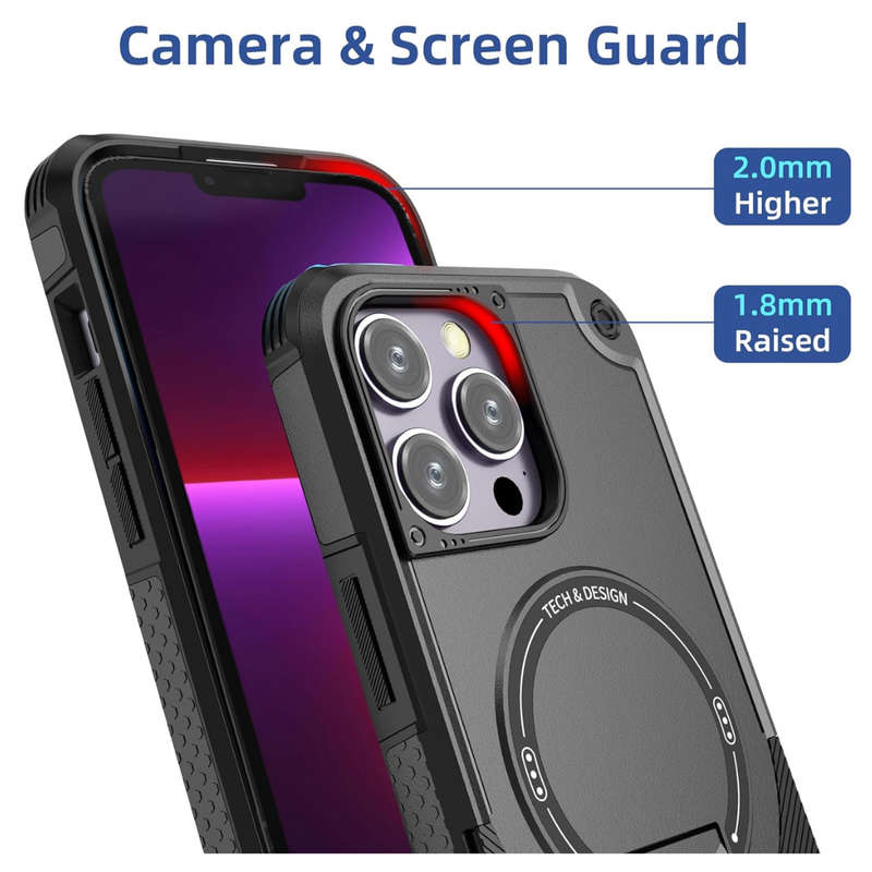 Iphone 14 pro max case with kickstand(Compatible with Magsafe)(4FT Military-Grade protection) Dual L