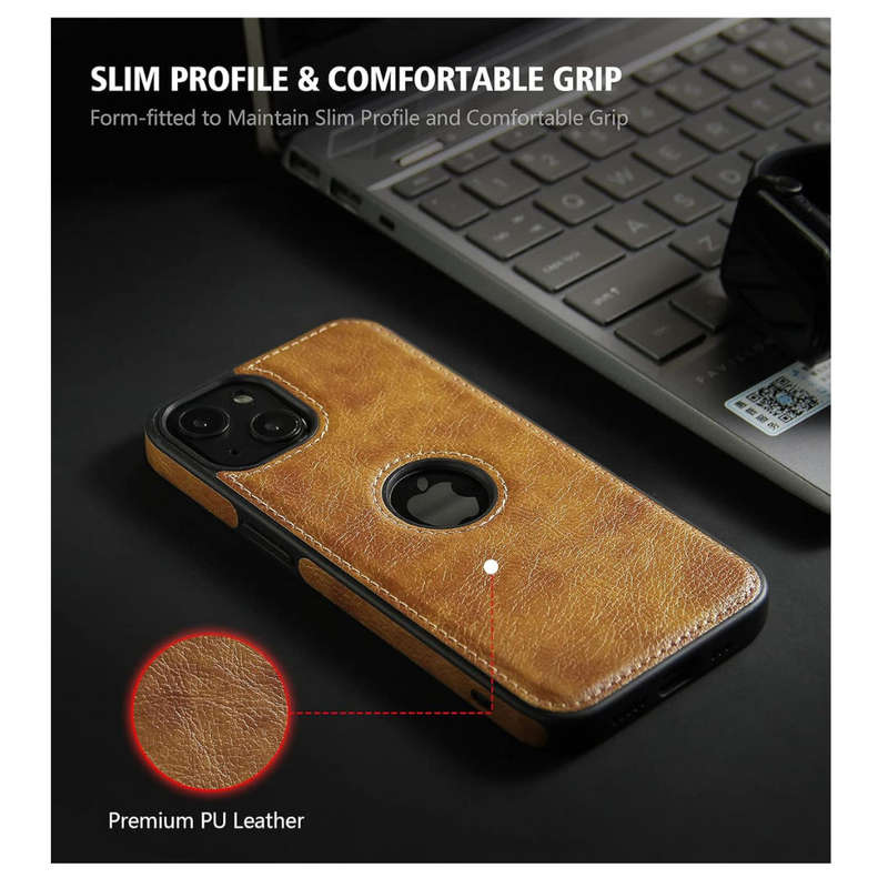 Visible logo case Compatible with iPhone 14 Pro Max Case Luxury Vegan Leather Ultra Slim Business Co