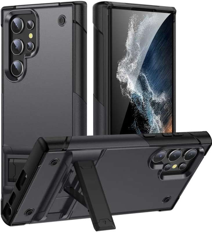 Case for Samsung Galaxy S23 ultra with kickstand, Military Drop Protection Hard PC Rugged Shockproof