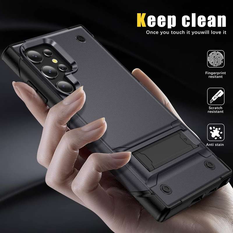 Case for Samsung Galaxy S23 ultra with kickstand, Military Drop Protection Hard PC Rugged Shockproof