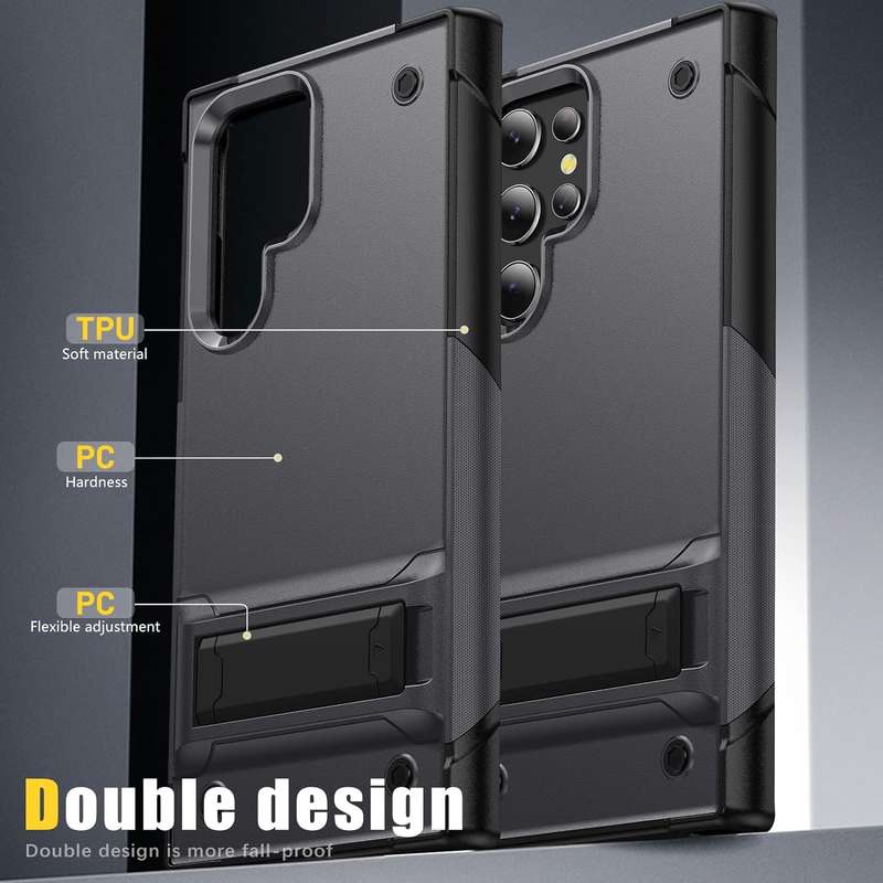 Case for Samsung Galaxy S23 ultra with kickstand, Military Drop Protection Hard PC Rugged Shockproof
