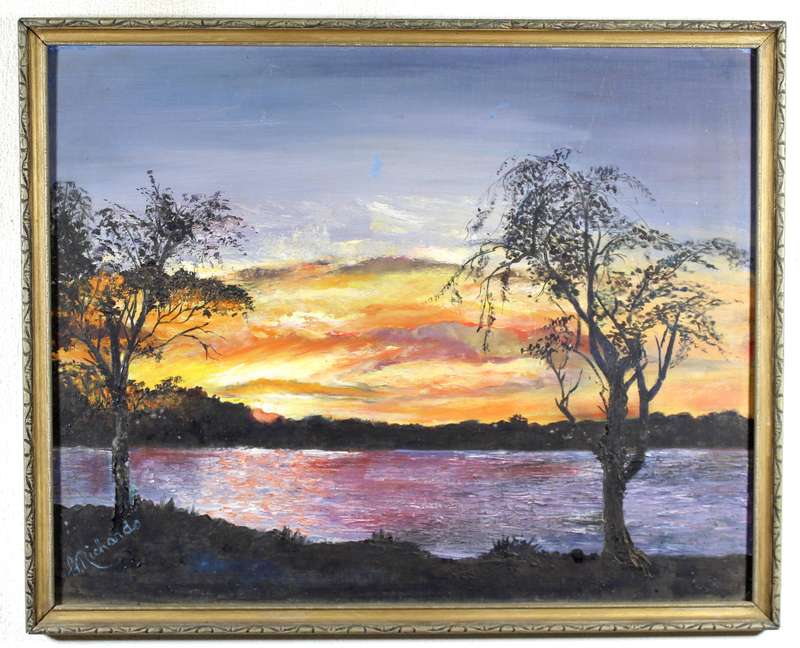 G Richards - Sunset over the river