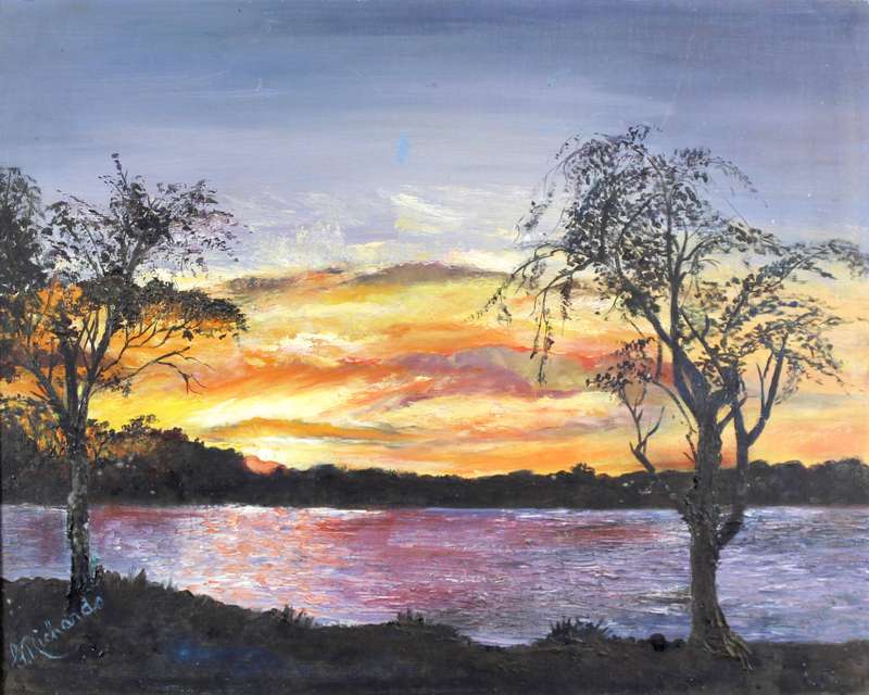 G Richards - Sunset over the river