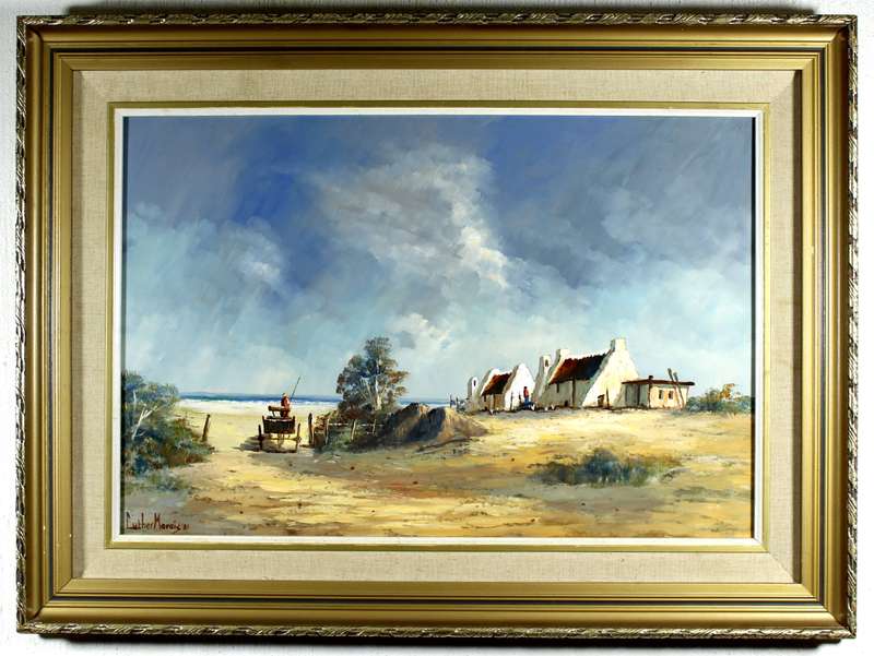 Luther Marais - Donkey cart and Dutch houses by the sea