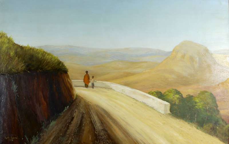Ruth Squibb - Figures walking on a mountain road