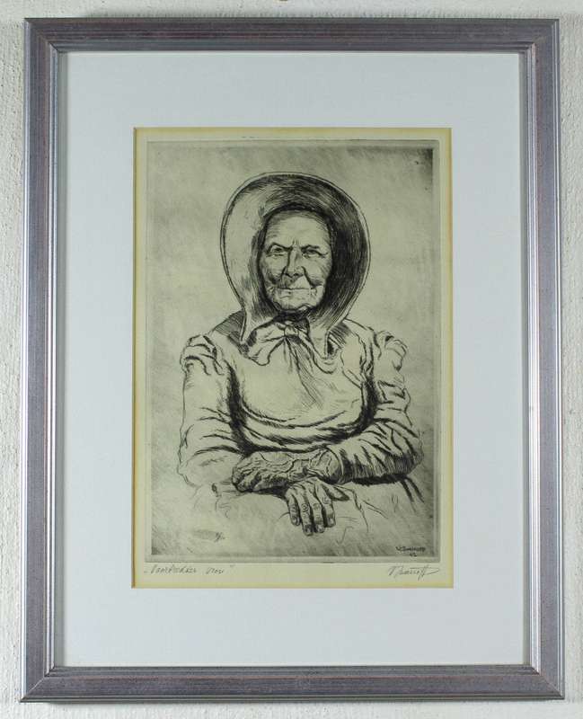 Victor Ivanoff - Voortrekker vrou etching