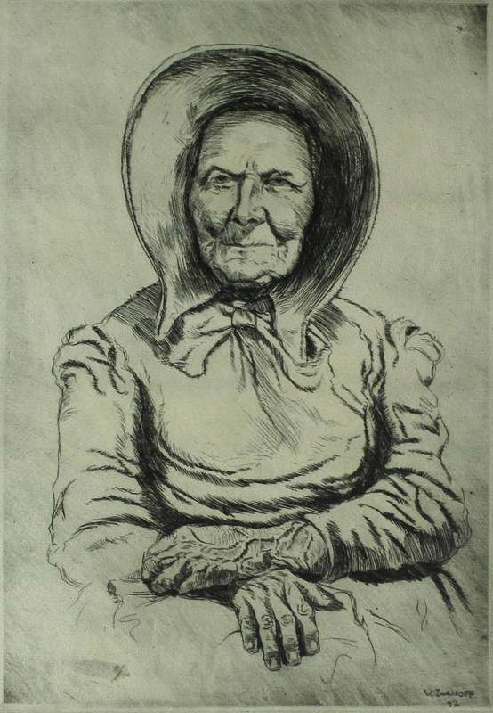 Victor Ivanoff - Voortrekker vrou etching