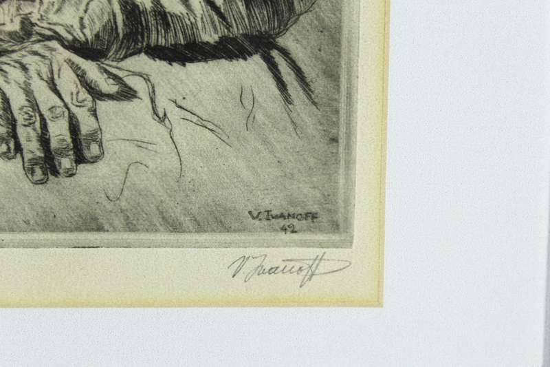 Victor Ivanoff - Voortrekker vrou etching