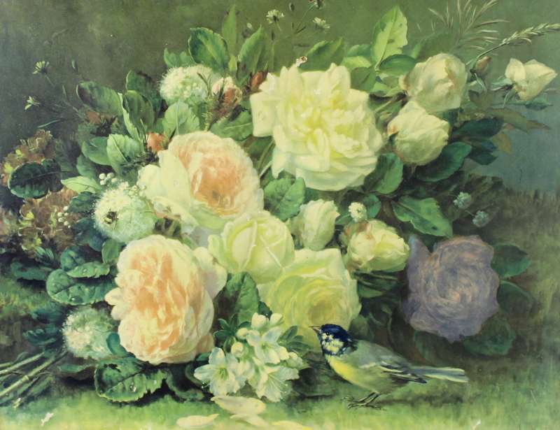 Bird with flowers print