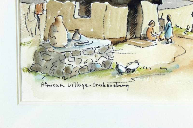 Mary Hulme - African village Drakenberg