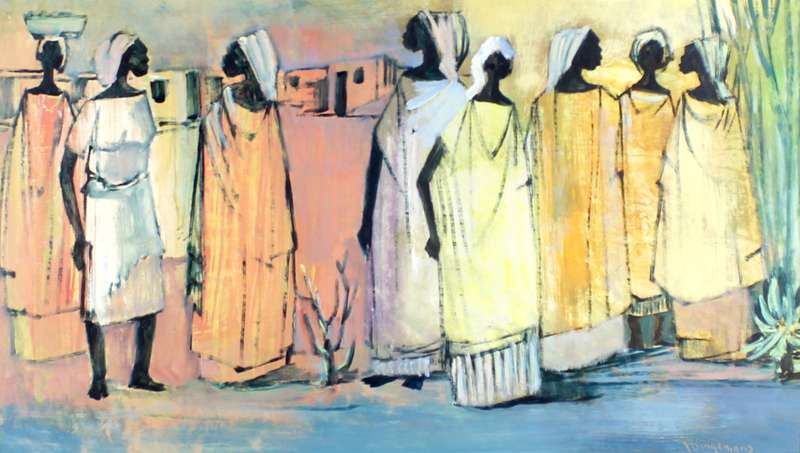 Jan Dingemans - Group of ladies in conversation