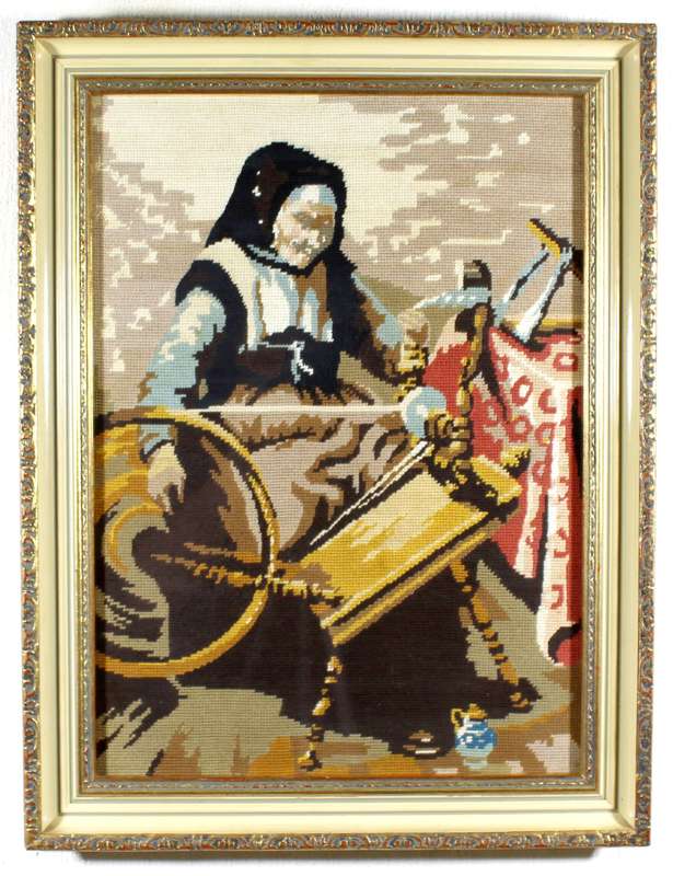 Lady with a spinning wheel tapestry