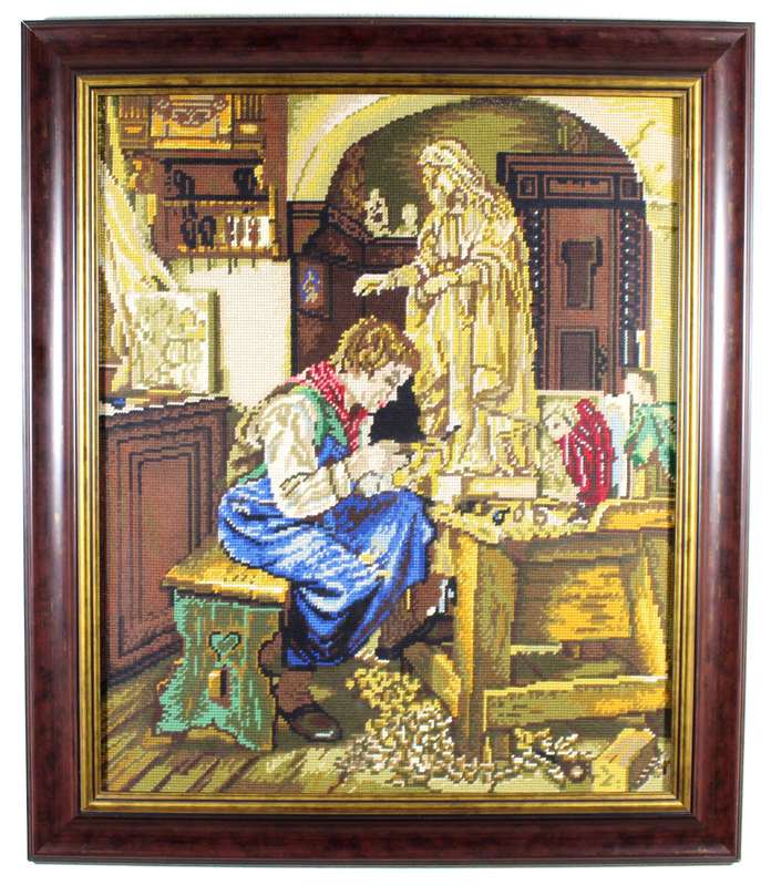 Sculpture artist at work tapestry