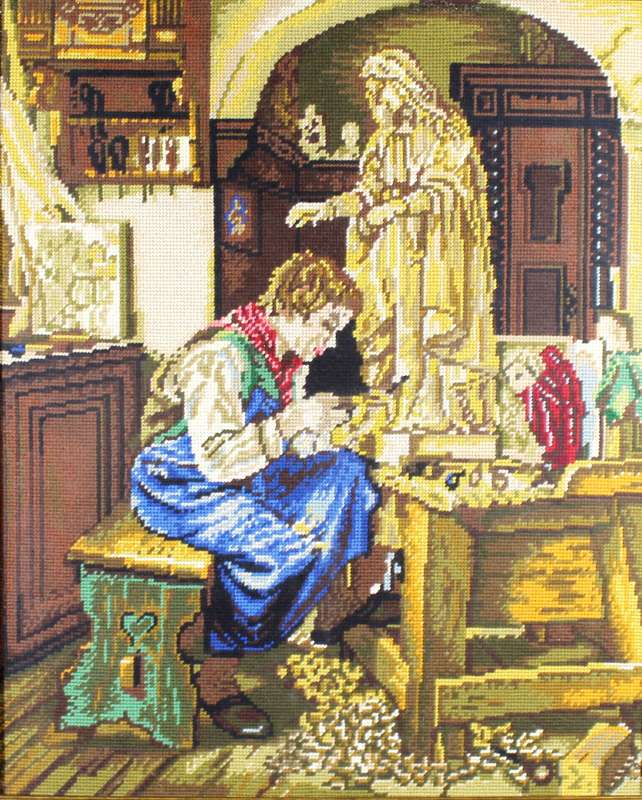 Sculpture artist at work tapestry