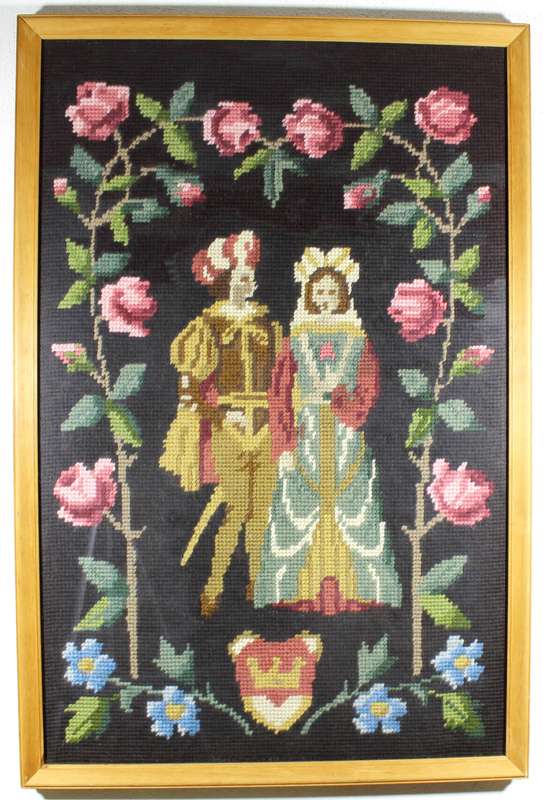 King and Queen with red roses, very large tapestry