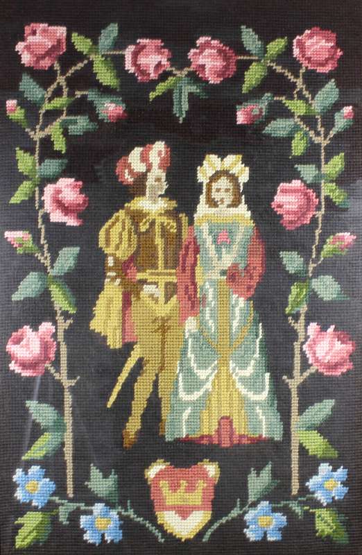 King and Queen with red roses, very large tapestry
