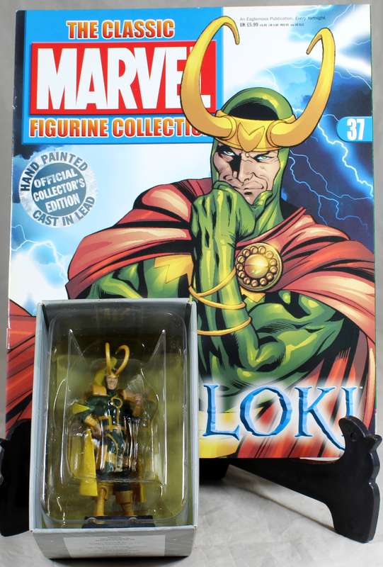 Marvel comics - lead, hand painted figurine with book - Loki #37
