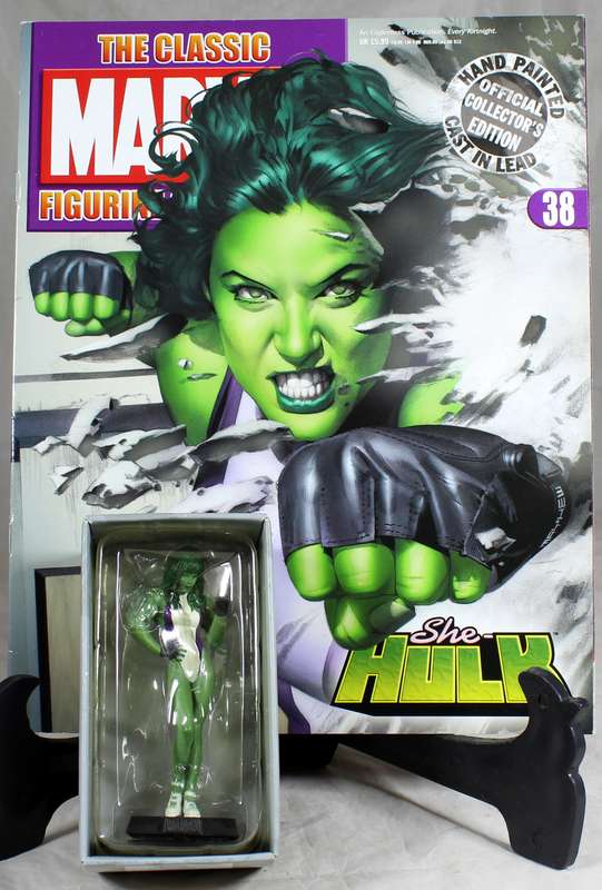 Marvel comics - lead, hand painted figurine with book - She-Hulk #38