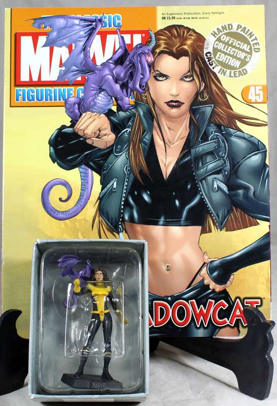 Marvel comics - lead, hand painted figurine with book - Shadowcat with Lockheed #45