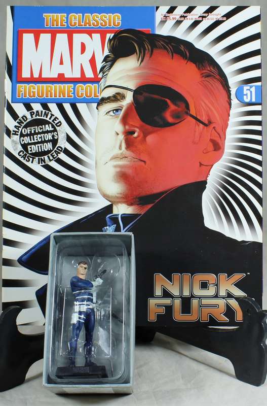 Marvel comics - lead, hand painted figurine with book - Nick Fury #51