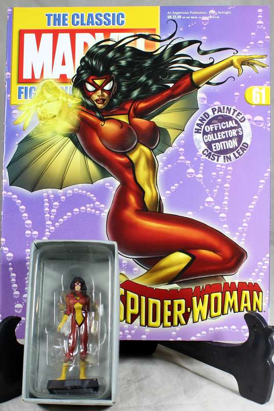 Marvel comics - lead, hand painted figurine with book - Spider-Woman (Jessica Drew) #61