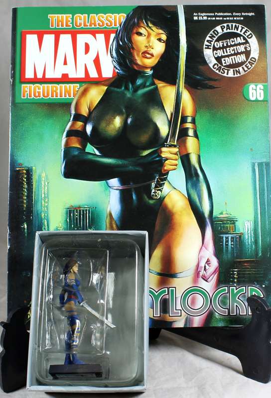 Marvel comics - lead, hand painted figurine with book - Psylocke #66
