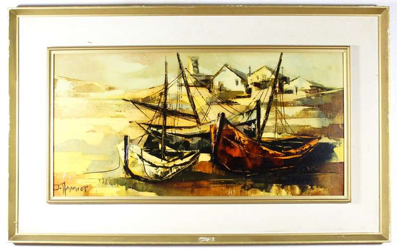 J Hamiot - Fishing boats oleo-graph