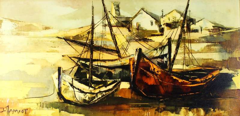 J Hamiot - Fishing boats oleo-graph