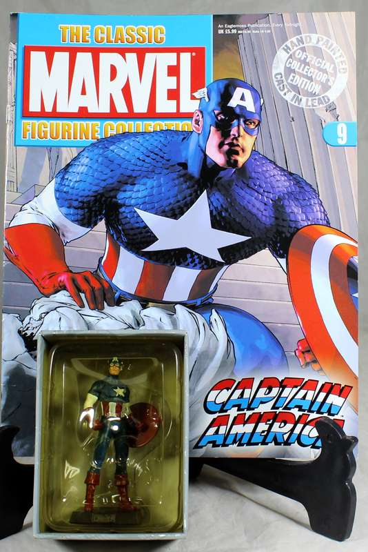 Marvel comics - lead, hand painted figurine with book - Captain America #9