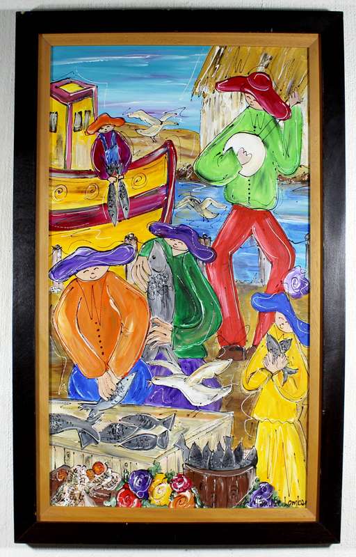 Marilise Lombard - Fish merchants harbor scene